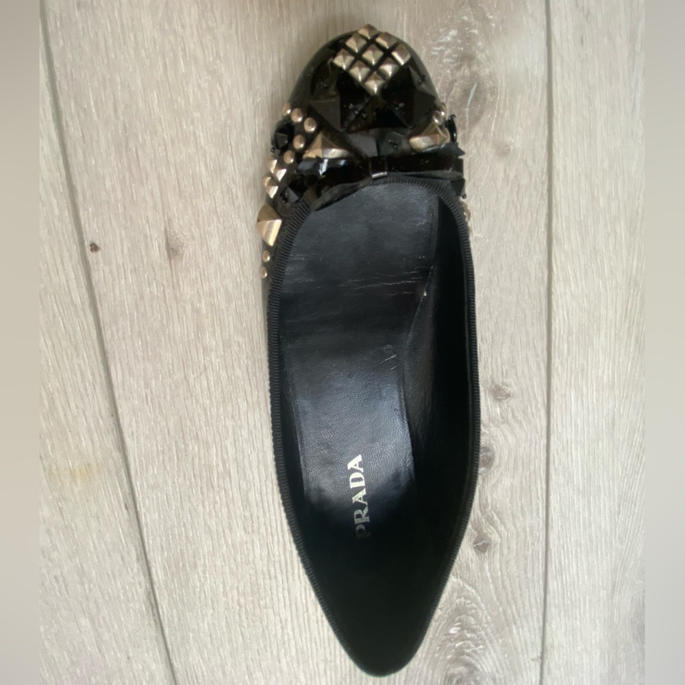 Prada Black Flat Patent Leather Loafers